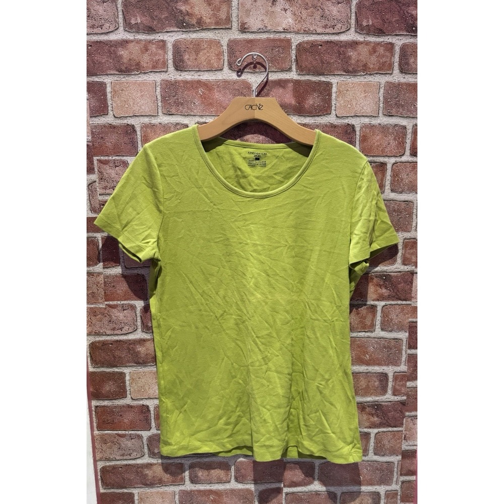 Jones New York T Shirt Womens L Green Short Sleeve Pullover Cotton Round Neck